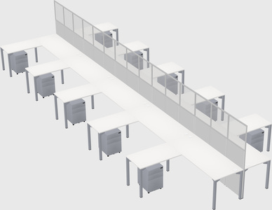 Shared l-shape cubicle