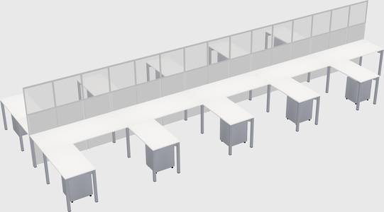 Shared l-shape cubicle