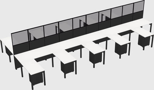 Shared l-shape cubicle