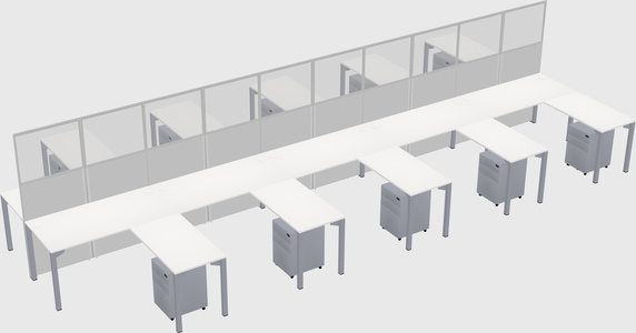 Shared l-shape cubicle