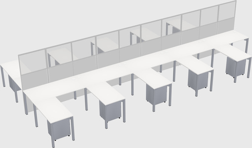 Shared l-shape cubicle