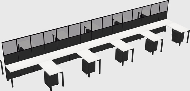 Shared l-shape cubicle
