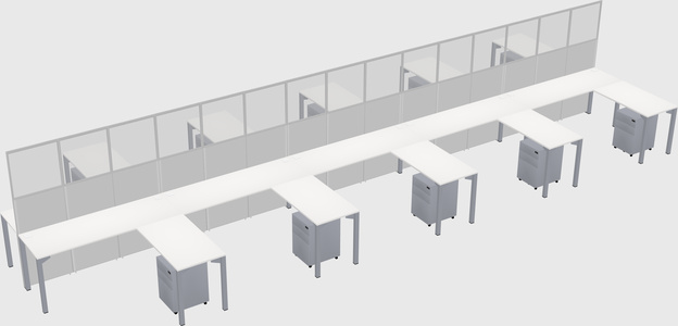Shared l-shape cubicle