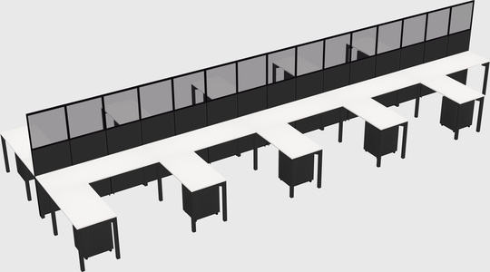 Shared l-shape cubicle