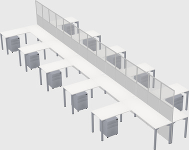 Shared l-shape cubicle