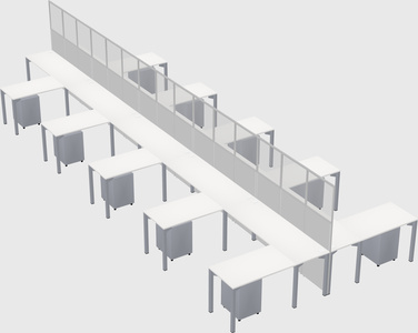 Shared l-shape cubicle