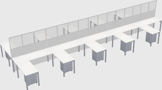 Shared l-shape cubicle