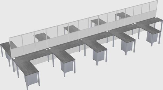 Shared l-shape cubicle