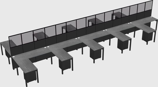 Shared l-shape cubicle
