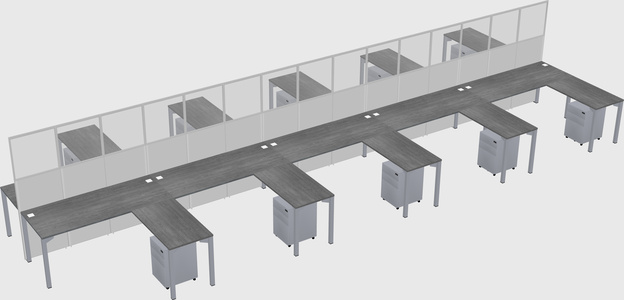 Shared l-shape cubicle
