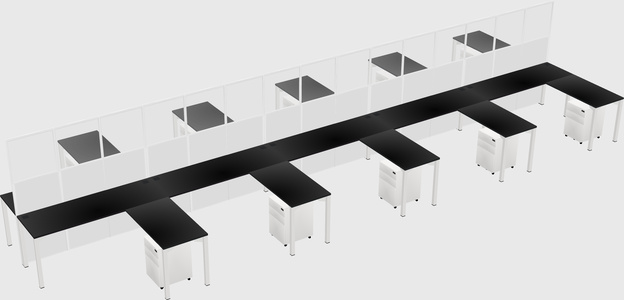 Shared l-shape cubicle