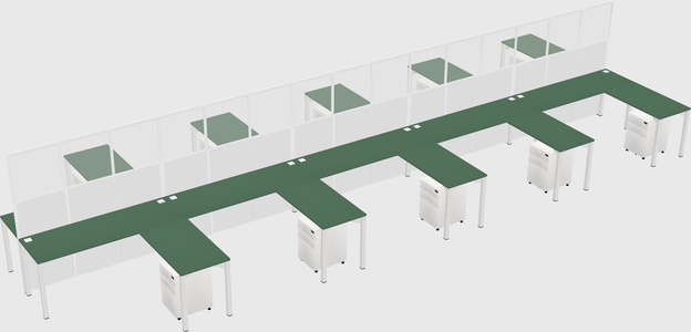 Shared l-shape cubicle
