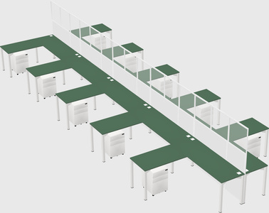 Shared l-shape cubicle