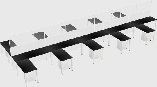 Shared l-shape cubicle