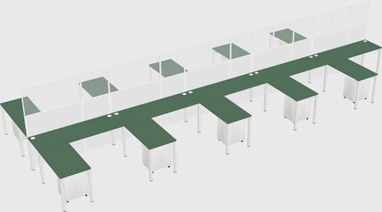 Shared l-shape cubicle