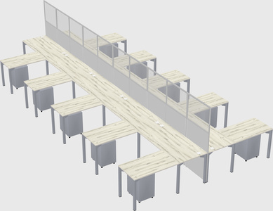 Shared l-shape cubicle