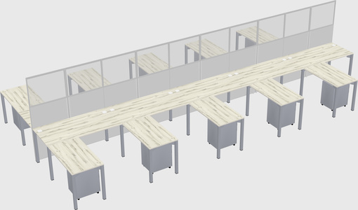 Shared l-shape cubicle