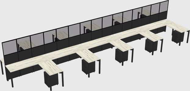 Shared l-shape cubicle