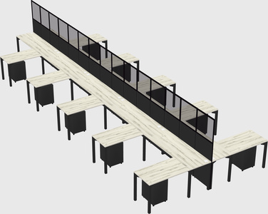 Shared l-shape cubicle