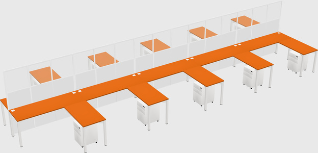 Shared l-shape cubicle