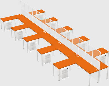 Shared l-shape cubicle