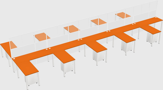 Shared l-shape cubicle