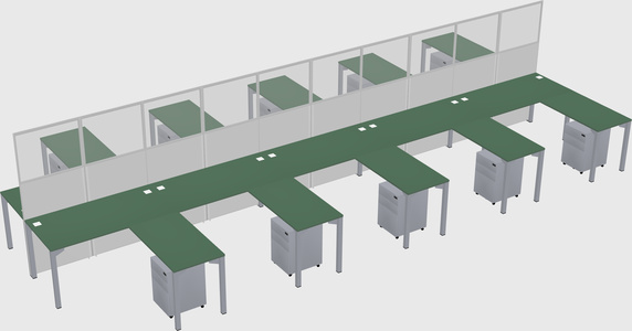 Shared l-shape cubicle