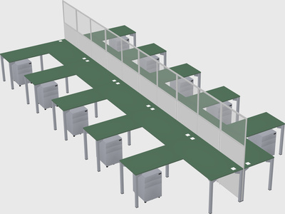 Shared l-shape cubicle