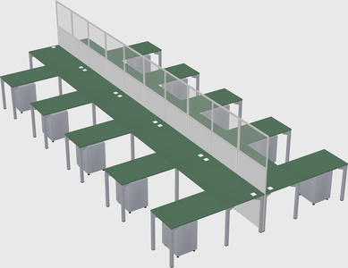 Shared l-shape cubicle