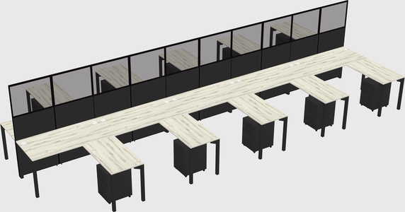 Shared l-shape cubicle