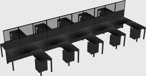 Shared l-shape cubicle