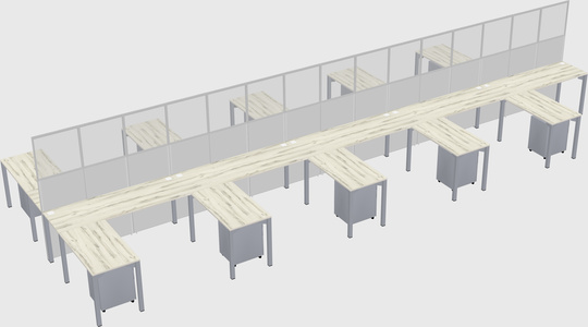 Shared l-shape cubicle