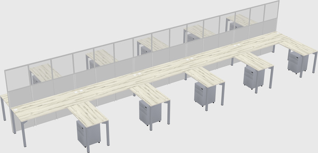 Shared l-shape cubicle