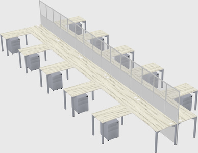 Shared l-shape cubicle