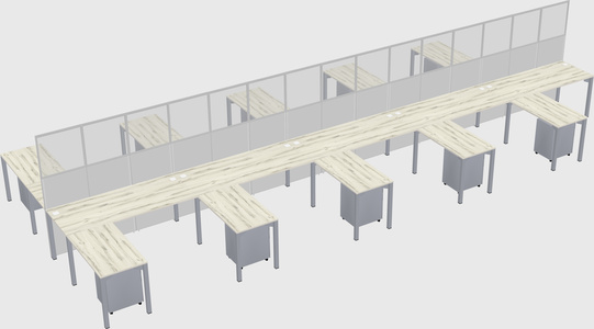 Shared l-shape cubicle