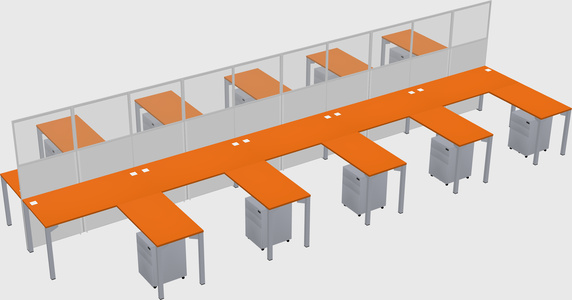 Shared l-shape cubicle