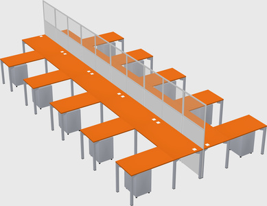 Shared l-shape cubicle