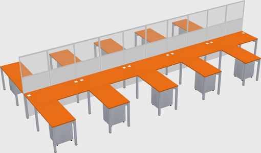 Shared l-shape cubicle