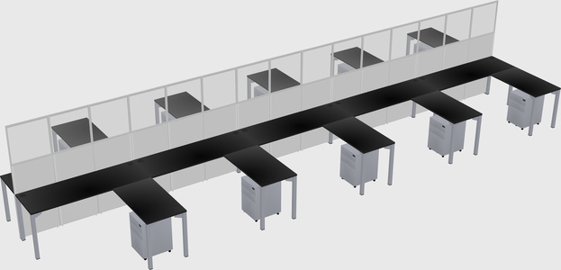 Shared l-shape cubicle