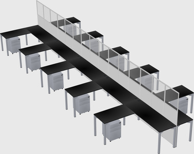 Shared l-shape cubicle