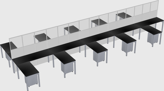 Shared l-shape cubicle