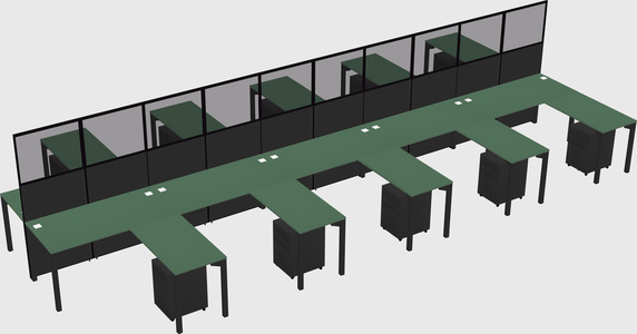Shared l-shape cubicle