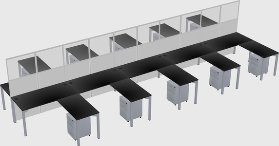 Shared l-shape cubicle