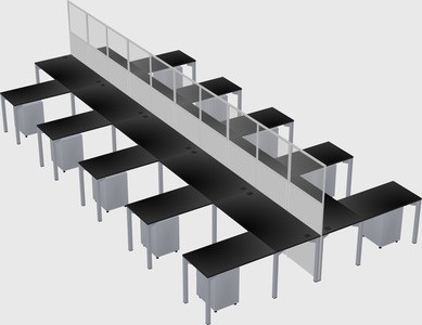 Shared l-shape cubicle