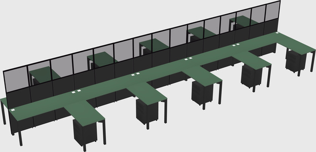 Shared l-shape cubicle
