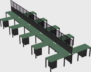 Shared l-shape cubicle