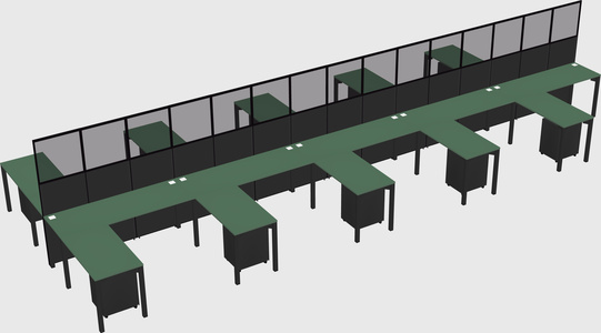 Shared l-shape cubicle