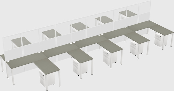 Shared l-shape cubicle