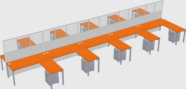 Shared l-shape cubicle