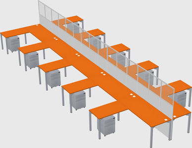 Shared l-shape cubicle